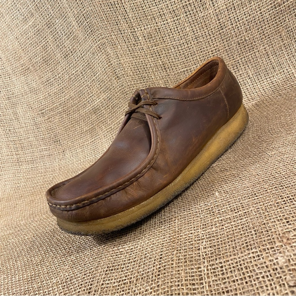 Clarks Wallabies Originals Brown Leather Beeswax Chukka Shoes Size 13 M - Picture 2 of 10